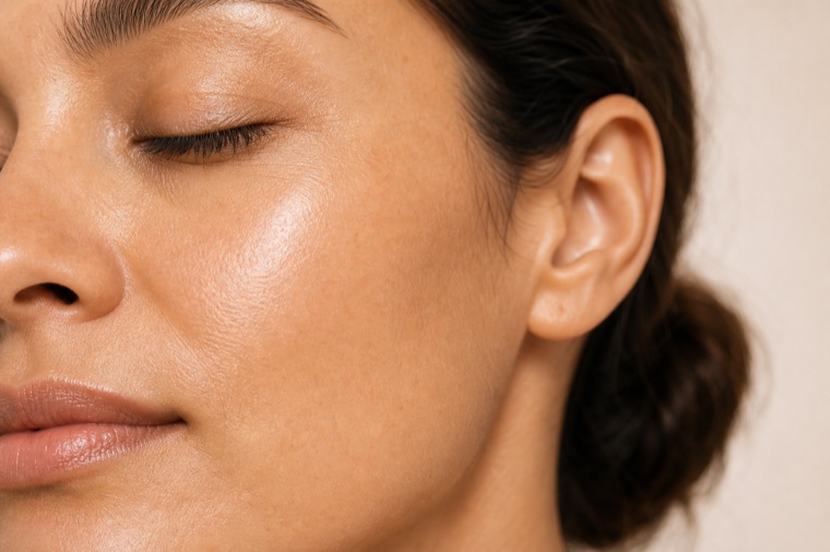 Close-up portrait used for cosmetic surgery scar treatment